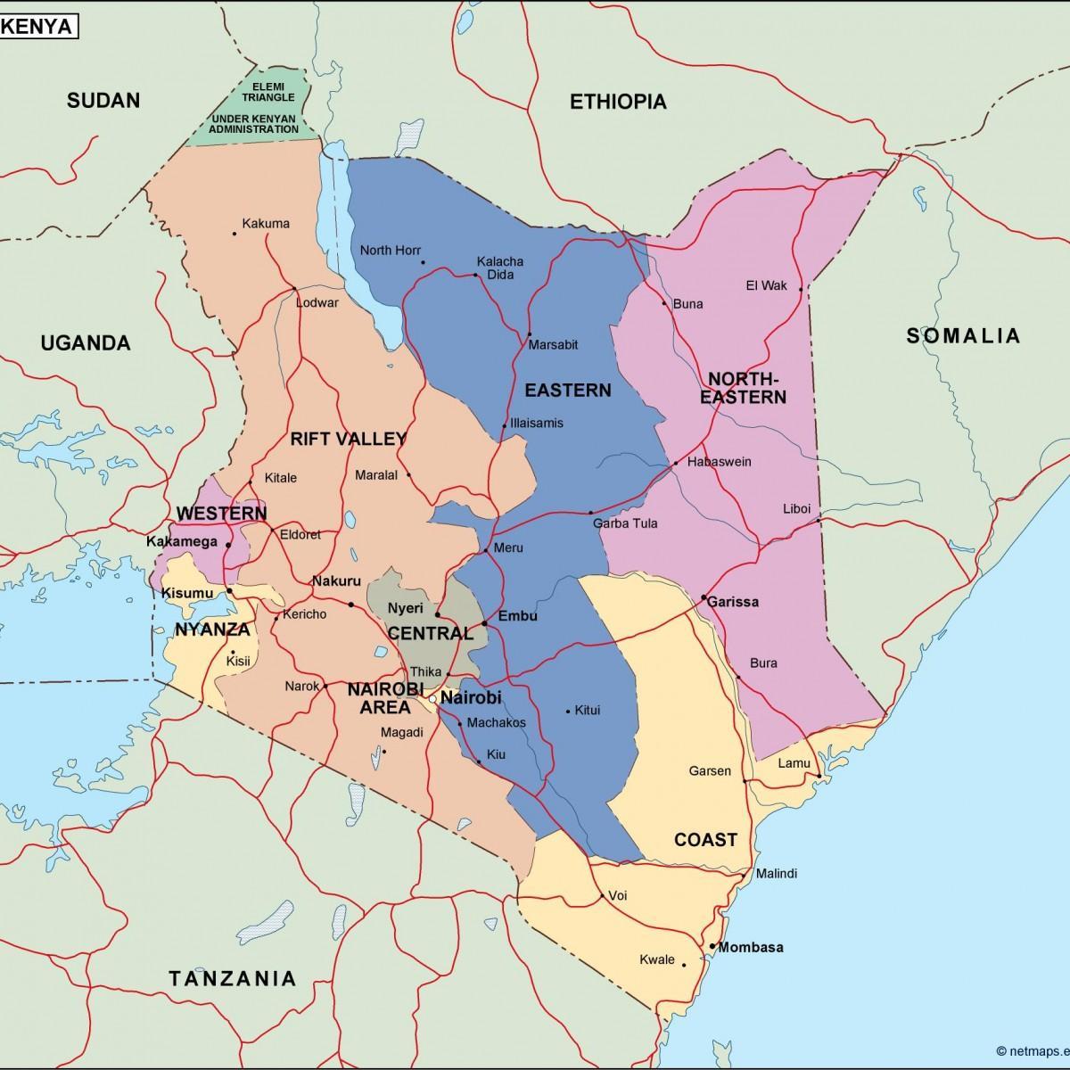kart siyasi xəritəsi, Keniya
